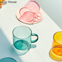 Load image into Gallery viewer, Heat Resistant Glass Colorful Coffee Glasses with Handle Household Milk Breakfast Cup Nordic Modern Mug Drinking Glasses
