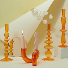 Load image into Gallery viewer, New Creative Table Lamp Shaped Glass Candlestick Tealight Holder Crystal Candle Holders for Wedding Party Home Bar Office Decor