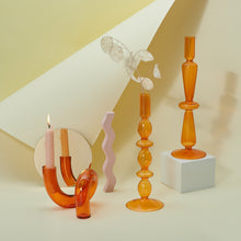 Load image into Gallery viewer, New Creative Table Lamp Shaped Glass Candlestick Tealight Holder Crystal Candle Holders for Wedding Party Home Bar Office Decor