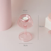 Load image into Gallery viewer, Pink Glass Candle Holder Taper Candlesticks Holder Wedding Table Centerpieces Nordic Home Decoration
