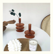 Load image into Gallery viewer, Set of 2 Taper Candle Holders Candlesticks Glass Decoration Home Nordic Flower Vase Birthday Gift