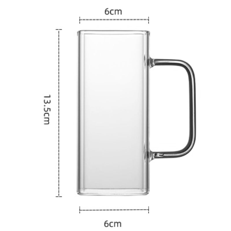 400ml Square Glass Mug Breakfast Milk Coffee Cup Microwave Safe Trans