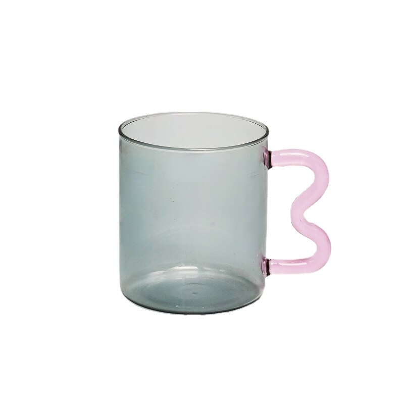 Design Colorful Ear Glass Mug Handmade Simple Wave Coffee Cup for Hot Water Tumbler Gift Drinkware 300ml