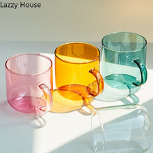 Load image into Gallery viewer, Heat Resistant Glass Colorful Coffee Glasses with Handle Household Milk Breakfast Cup Nordic Modern Mug Drinking Glasses
