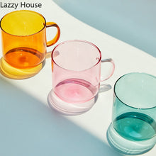Load image into Gallery viewer, Heat Resistant Glass Colorful Coffee Glasses with Handle Household Milk Breakfast Cup Nordic Modern Mug Drinking Glasses
