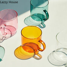 Load image into Gallery viewer, Heat Resistant Glass Colorful Coffee Glasses with Handle Household Milk Breakfast Cup Nordic Modern Mug Drinking Glasses
