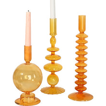 Load image into Gallery viewer, Nordic Retro Orange Glass Candleholder Creative Home Decor Wedding Party Dinner Candlelight Decoration Living Room
