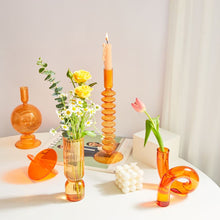 Load image into Gallery viewer, Nordic Retro Orange Glass Candleholder Creative Home Decor Wedding Party Dinner Candlelight Decoration Living Room
