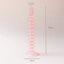 Load image into Gallery viewer, Pink Glass Candle Holder Taper Candlesticks Holder Wedding Table Centerpieces Nordic Home Decoration
