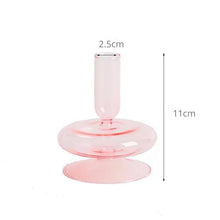 Load image into Gallery viewer, Pink Glass Candle Holder Taper Candlesticks Holder Wedding Table Centerpieces Nordic Home Decoration
