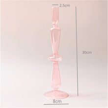 Load image into Gallery viewer, Pink Glass Candle Holder Taper Candlesticks Holder Wedding Table Centerpieces Nordic Home Decoration
