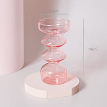 Load image into Gallery viewer, Pink Glass Candle Holder Taper Candlesticks Holder Wedding Table Centerpieces Nordic Home Decoration
