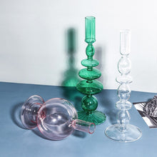 Load image into Gallery viewer, Retro Transparent Glass Candle Holder Decoration Wedding Party Household Creative Desktop Decorations Candle Stand Home Decor
