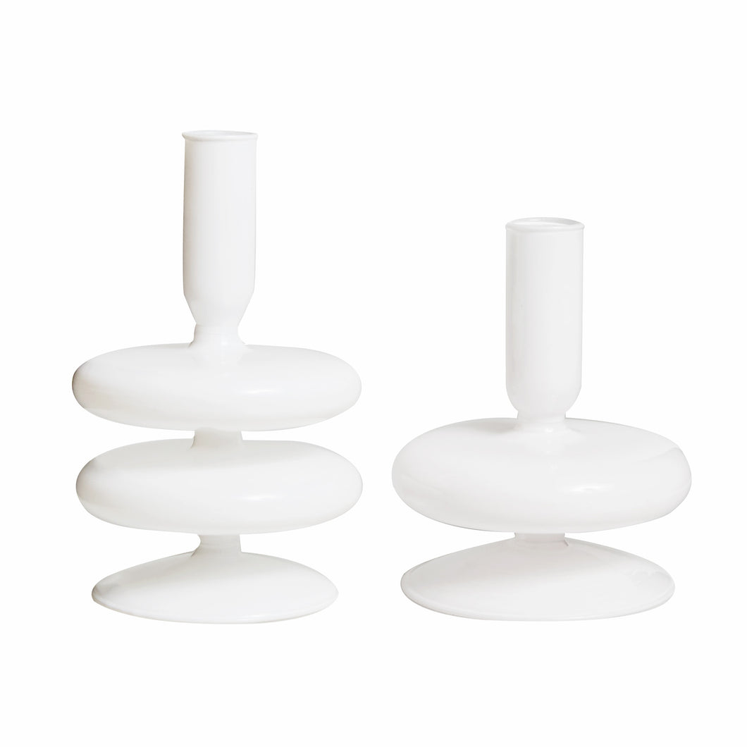 Set of 2 Taper Candle Holders Candlesticks Glass Decoration Home Nordic Flower Vase Birthday Gift