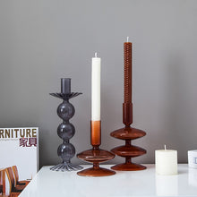 Load image into Gallery viewer, Set of 2 Taper Candle Holders Candlesticks Glass Decoration Home Nordic Flower Vase Birthday Gift
