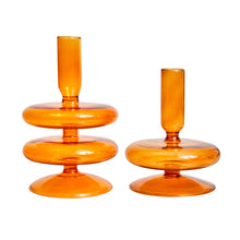 Load image into Gallery viewer, Set of 2 Taper Candle Holders Candlesticks Glass Decoration Home Nordic Flower Vase Birthday Gift
